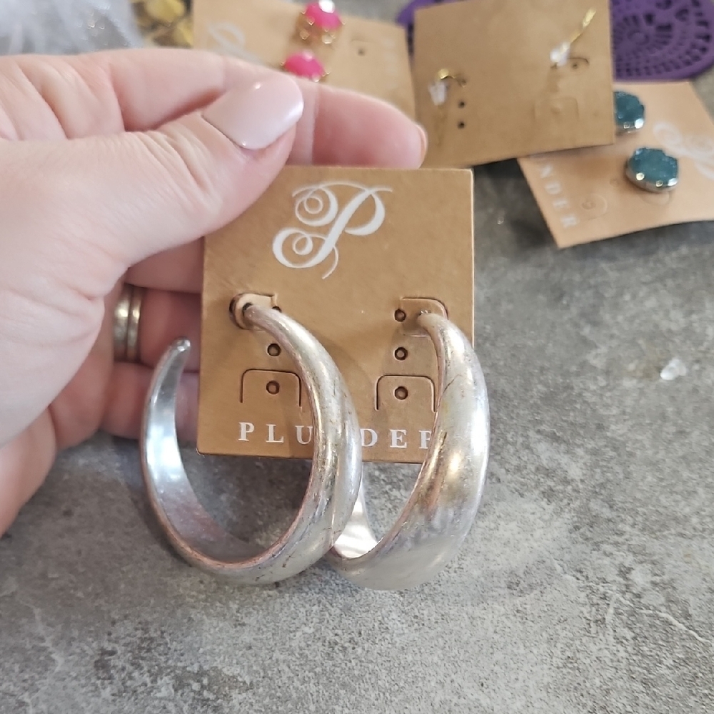 Plunder Silver Hoop Earrings